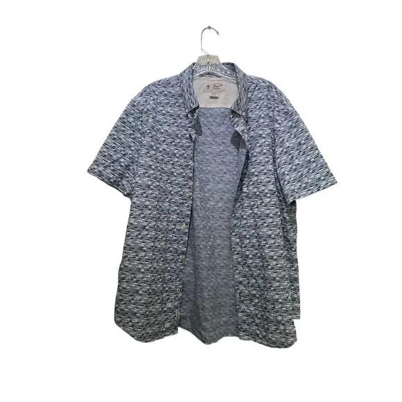 Penguin Short Sleeve fish print Collard Casual Button-Down Shirt Size XL - Picture 2 of 3